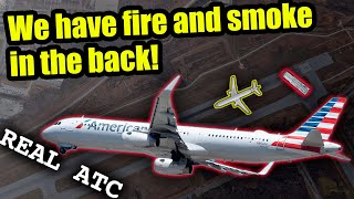 American A321 Fire on Board in flight and Emergency descent. REAL ATC