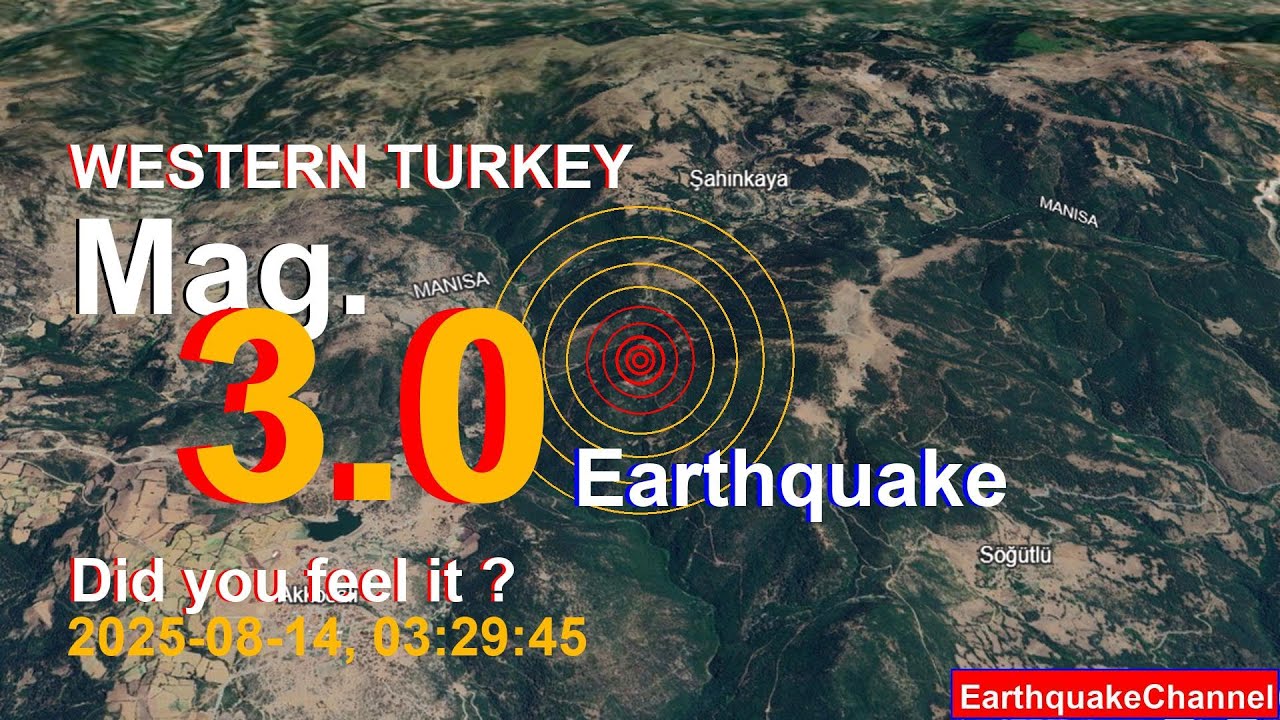 western turkey Earthquake today now 2025-08-14, at 