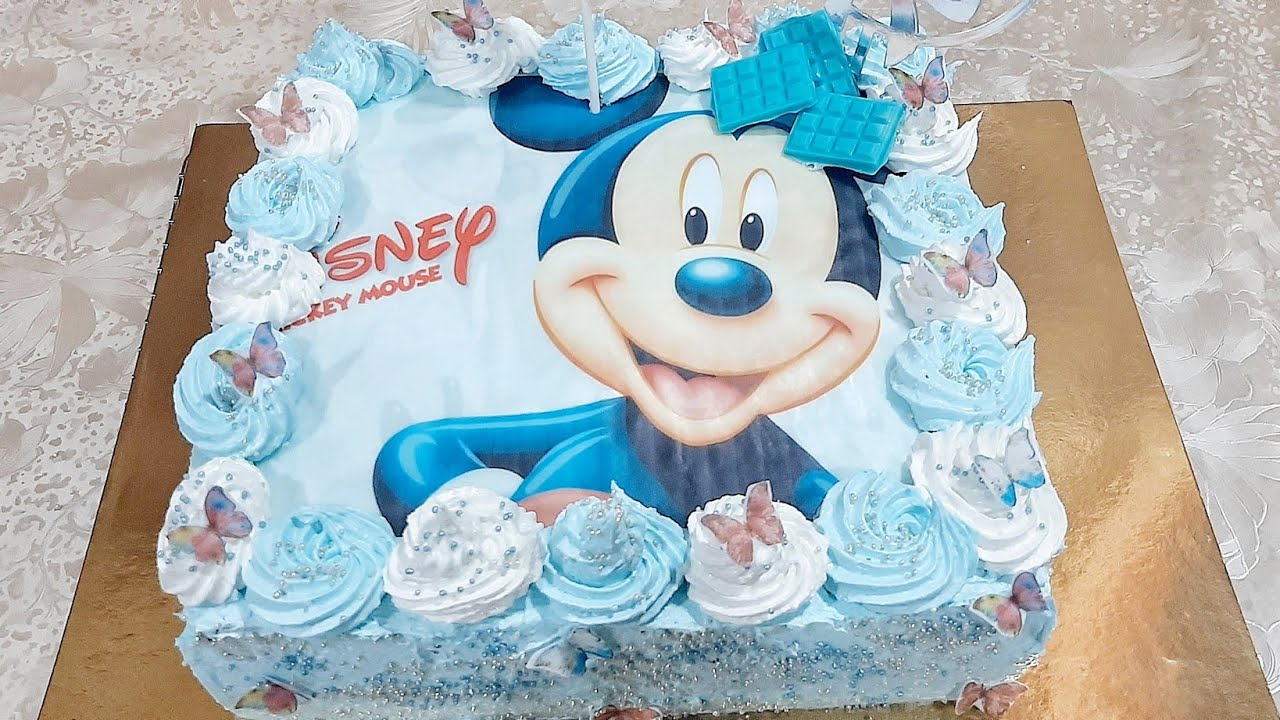 كيكة عيد ميلاد ميكي بكل الخطوات🎉  جنواز خفيفة وكريمة لذيذة بطريقة سهلة وبسيطة
