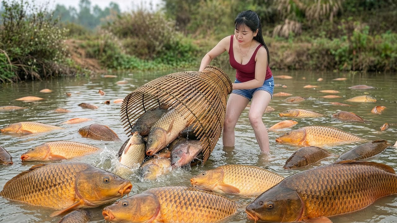 CEO Girl Pulls Giant Fish From the Water and Sells Them at Market – Morning Crowd Buys Them All