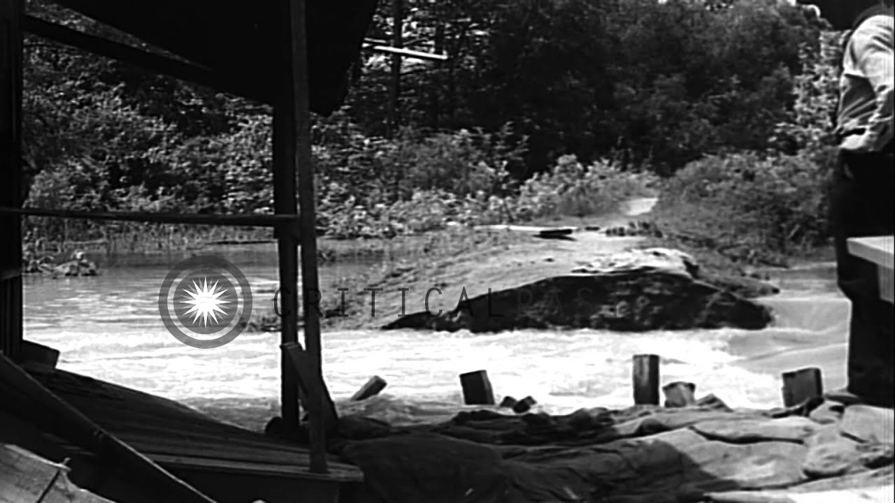 Floods in St. Francis River inundate large area affecting civilians and causing d...HD Stock Footage