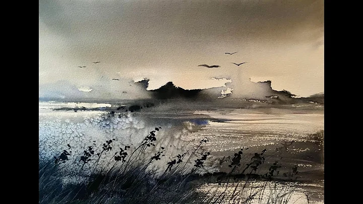 Use SALT to Paint a Watercolour Semi-abstract Desolate Marshland Landscape, Watercolor Tutorial!