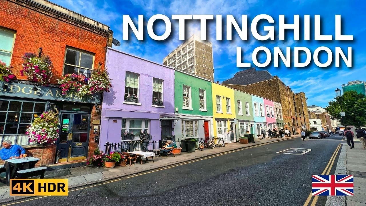 Notting Hill and Portobello Road Market Walk , London Walking Tour 4K
