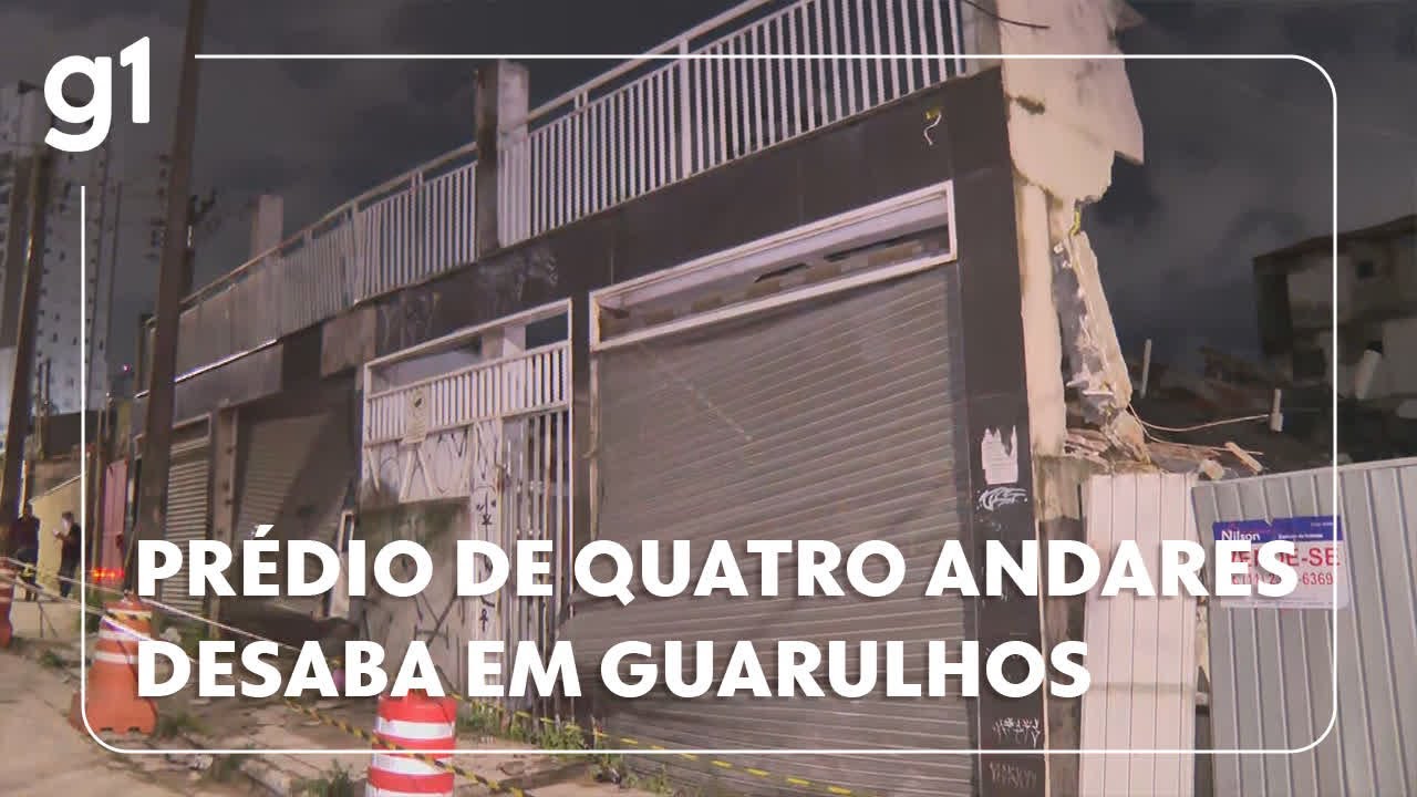 Prédio de quatro andares desaba em Guarulhos, na Grande SP