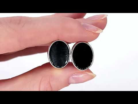 Срібні сережки ЮА144сР розмір 16х12 мм вставка онікс вага 4.58 г, видео 1