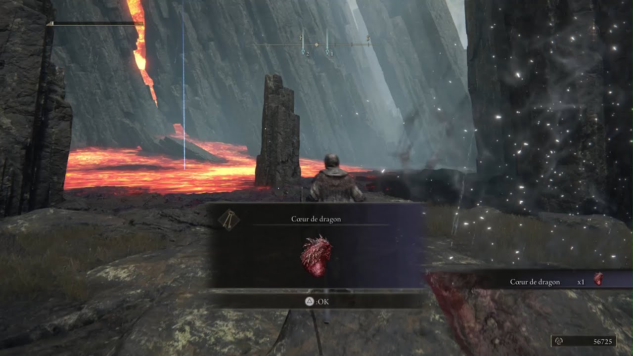 Elden Ring Combat contre le Dragon de Magma du Mont Gelmir. Cœur de dragon (Plateau Altus