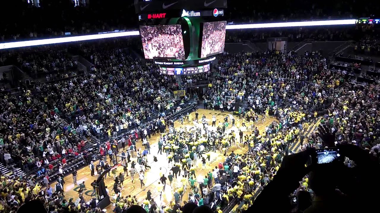 OREGON Ducks storm court vs AZ Basketball 2014
