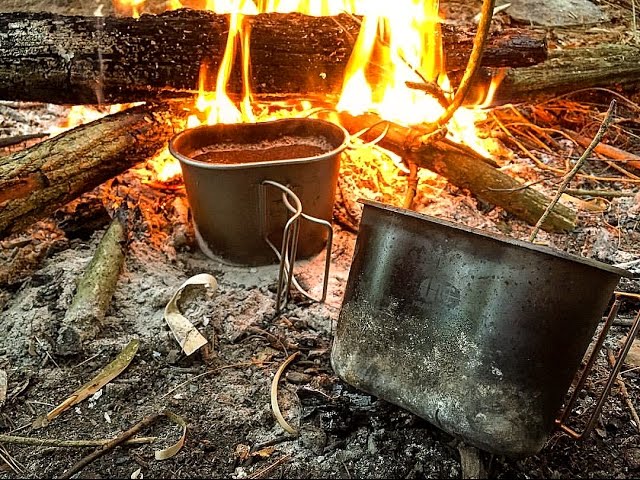 Lixada Lixada Camping Cookware Stainless Steel Canteen Cup Hanging Pot with  Wood Stove Set for Survival Backpacking Hiking Picnic
