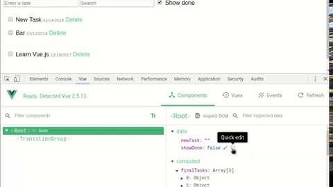 Vue devtools - Quick Edit Booleans