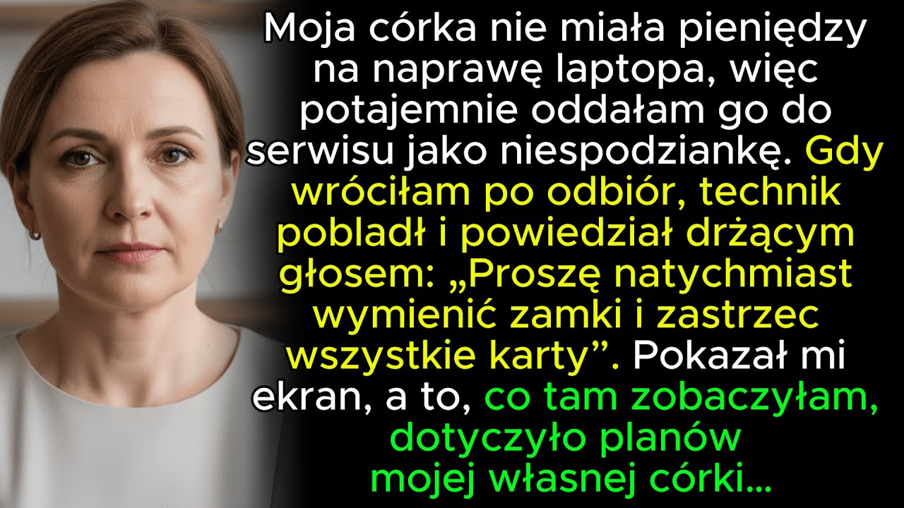 Oddałam laptop córki do serwisu. Technik spojrzał na mnie i powiedział: „Proszę natychmiast zastrzec