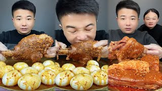 MUKBANG EATING | Asmr Mukbangers | Chinese Food Pork Elbow, Egg Eat With Enoki Mushroom So Delicious