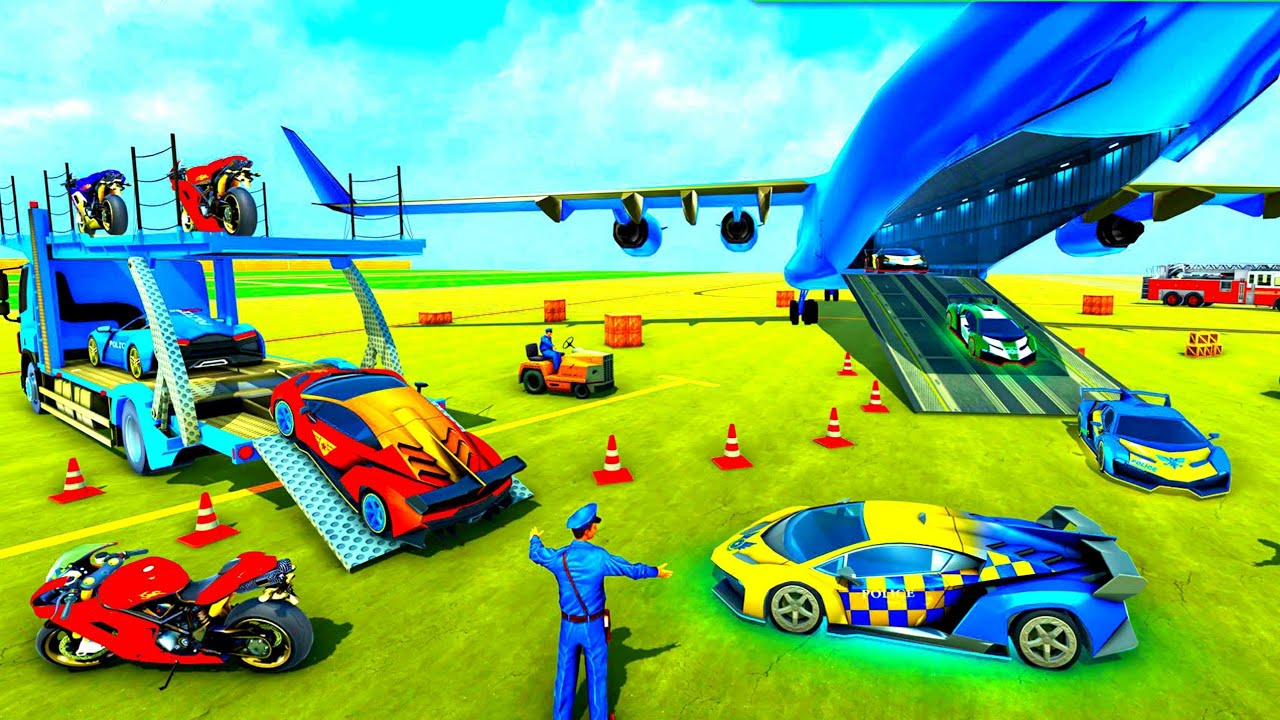 Transporting Police Vehicles in Cargo Plane - Police Plane Transporter 2022 - Android Gameplay
