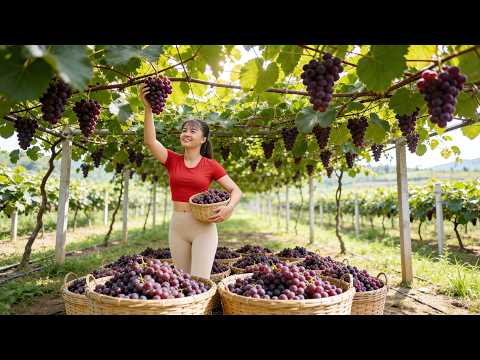 TIMELAPSE - Grape Harvest and Market Sale | Fresh Grapes Head to the Countryside Market