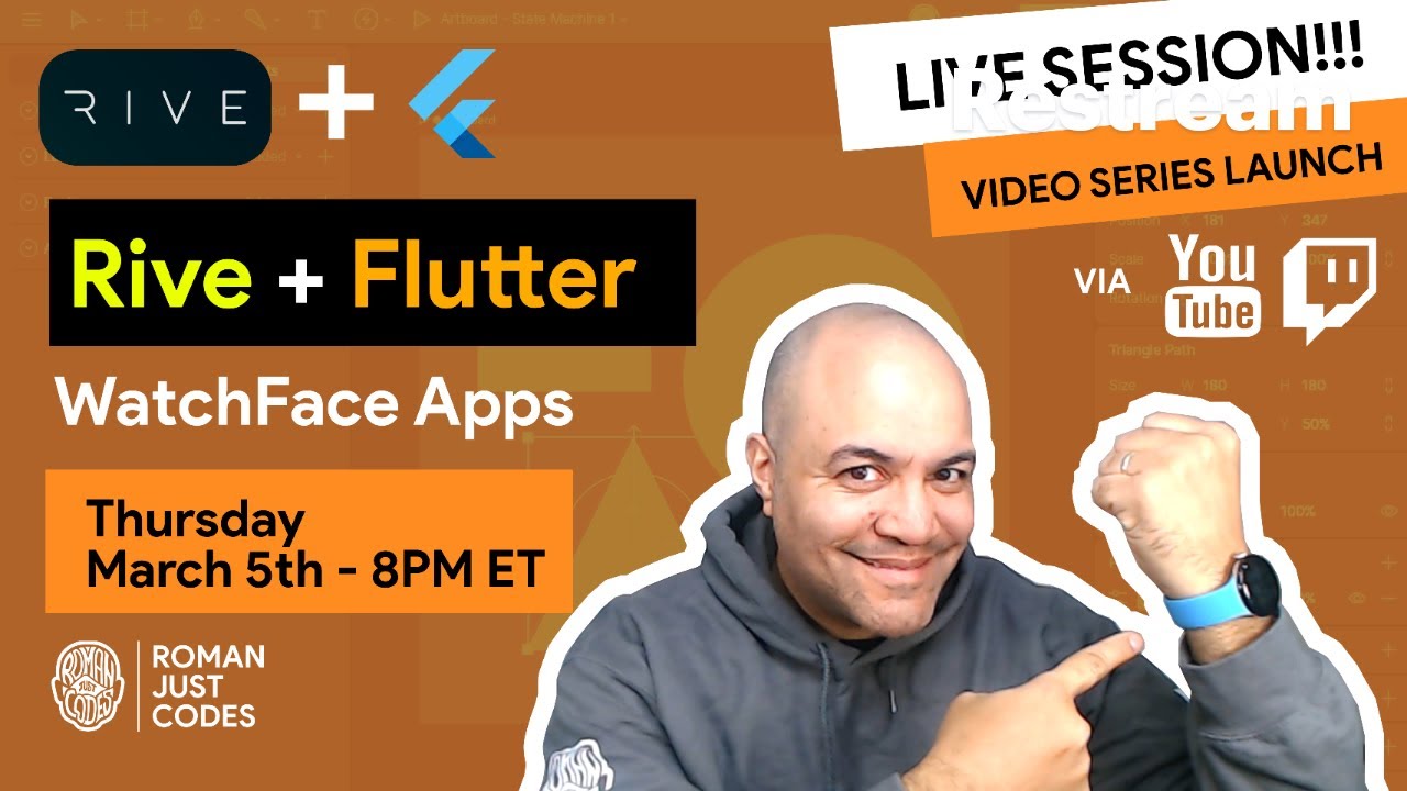 Roman Just Codes: WatchFaceApps using Flutter and Rive (Live Stream & Series Launch)