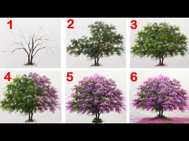 How to Paint a Tree with Acrylic lesson 14