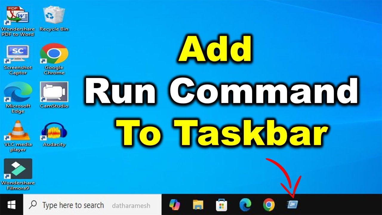 How to Pin Run Command to Taskbar In Windows - YouTube