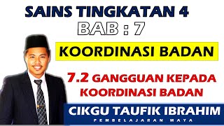 SAINS Tingkatan 4 I Bab 7 Koordinasi Badan I 7.2 Gangguan kepada Koordinasi Badan