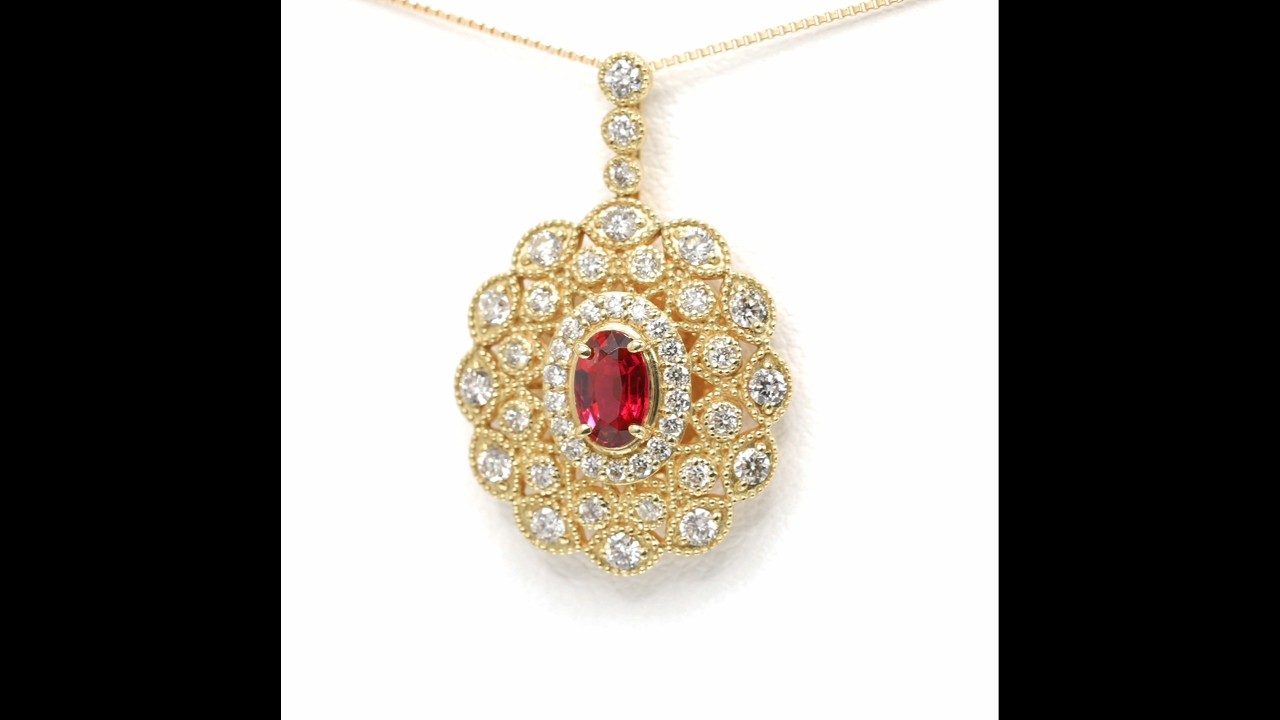 非加熱ピジョンブラッドカラールビー ダイヤモンドネックレス R 0.46ct 