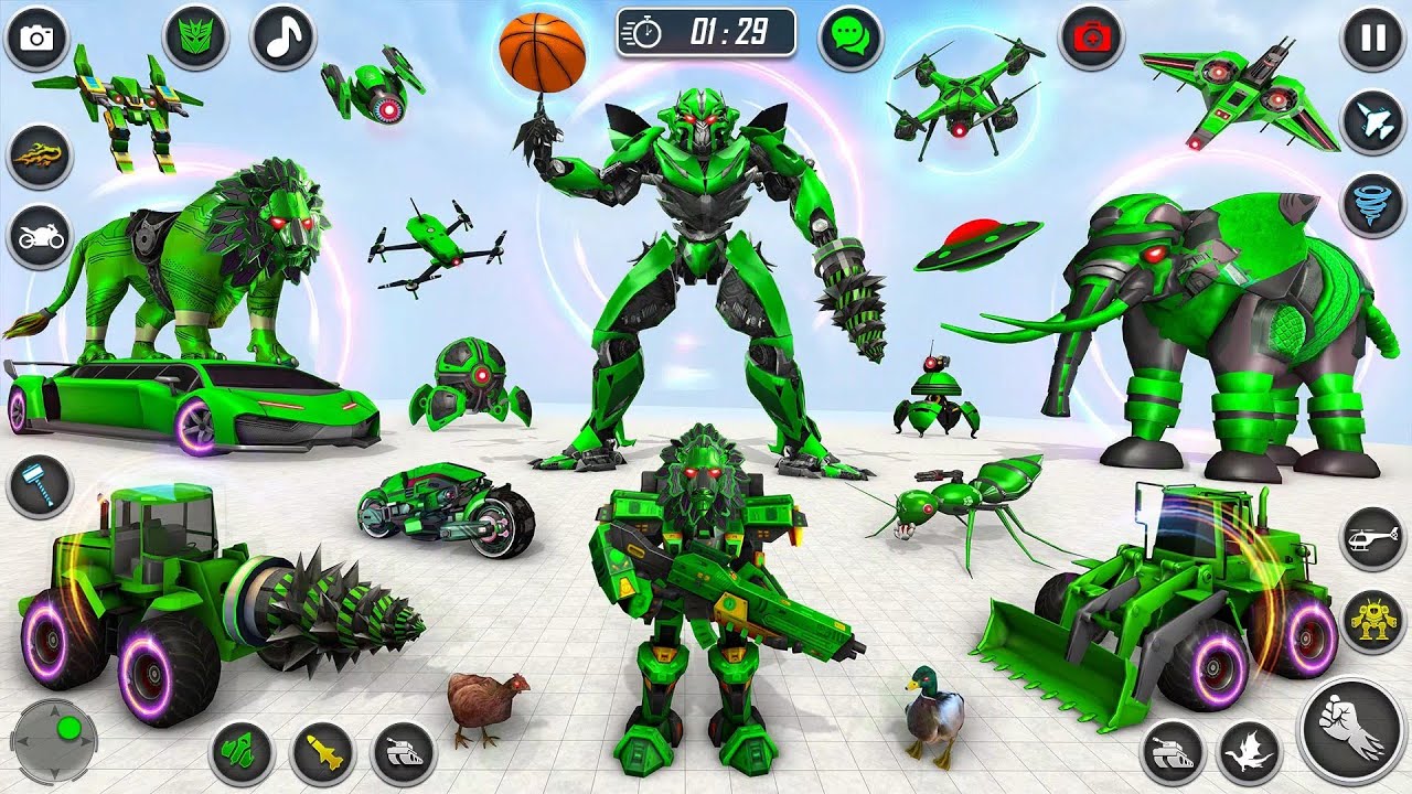 Elephant Robot Vs Lion Robot Transform War: Multi Animal Robot Car Game 2023 Android/ios - Gameplay