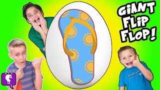 giant flip flop egg with surprise toys plus a huge floor piano by hobbykidstv