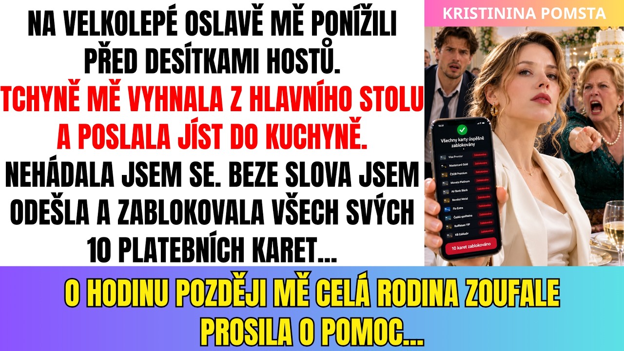 Moje tchyně oslavila šedesátiny v luxusním pražském hotelu. Šest set hostů, šedesát stolů, humři a šampaňské za víc než milion. Přišlo to celé z mé kreditní karty. Jenže když přišel čas večeře,...