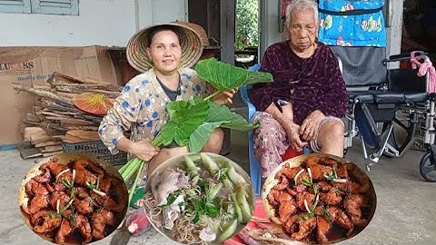 Bà lão 101 tuổi hái bắp chuối mé sông nấu canh chua cá lóc cá kho tiêu| Món ăn dân dã đồng quê
