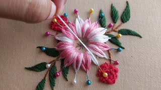 Most beautiful hand embroidery with pins |super easy flower design