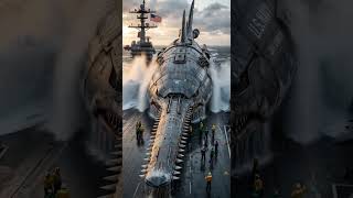 A futuristic, heavy, swordfish-shaped submarine.