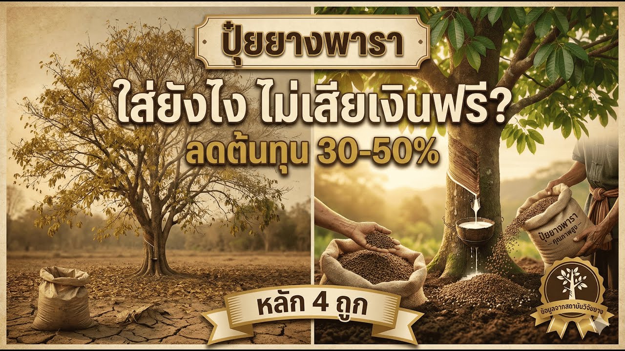 ปุ๋ยยางพารา ใส่ยังไงไม่เสียเงินฟรี? | หลัก 4 ถูก ลดต้นทุน 30-50%