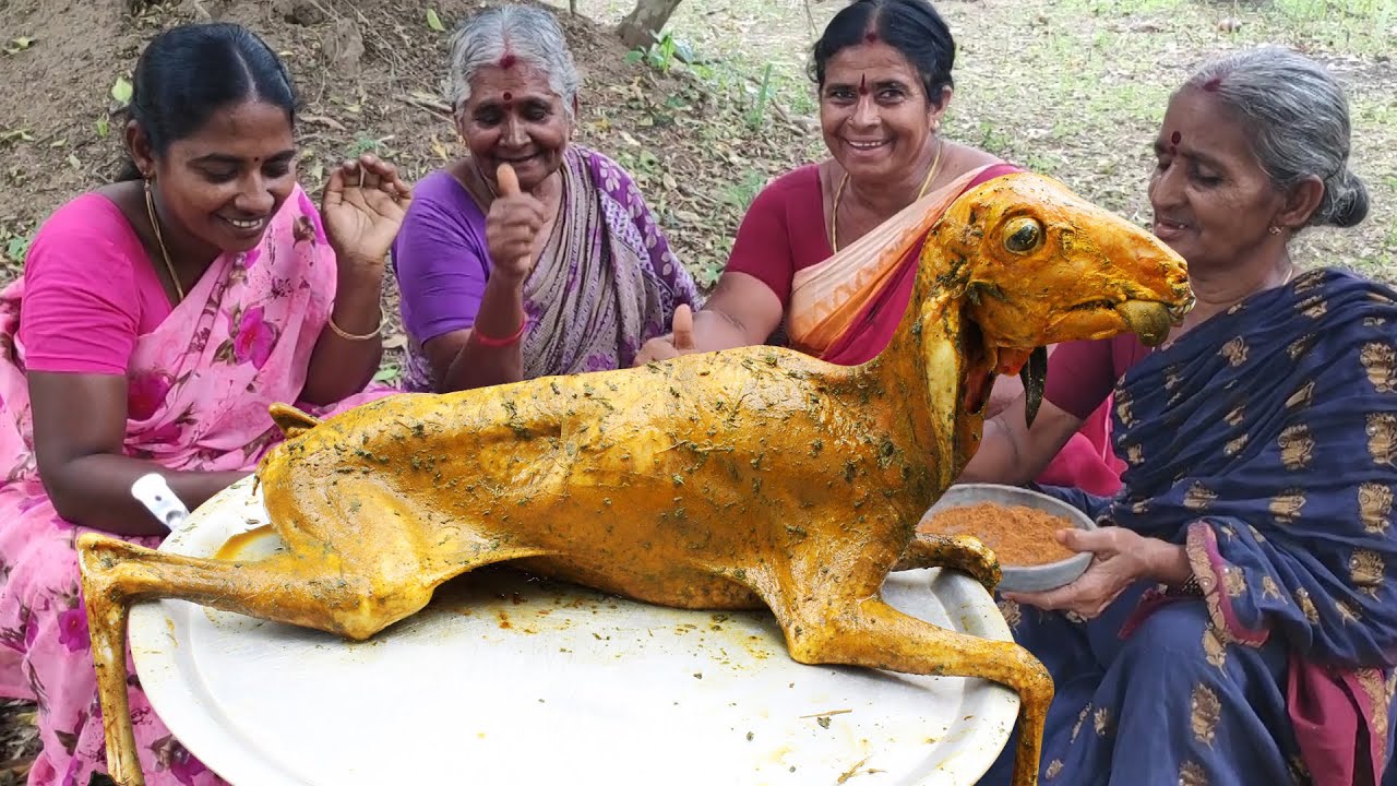 Traditional Full Goat Curry in Village Babys || Mutton Curry in Village Style | Myna Street Food