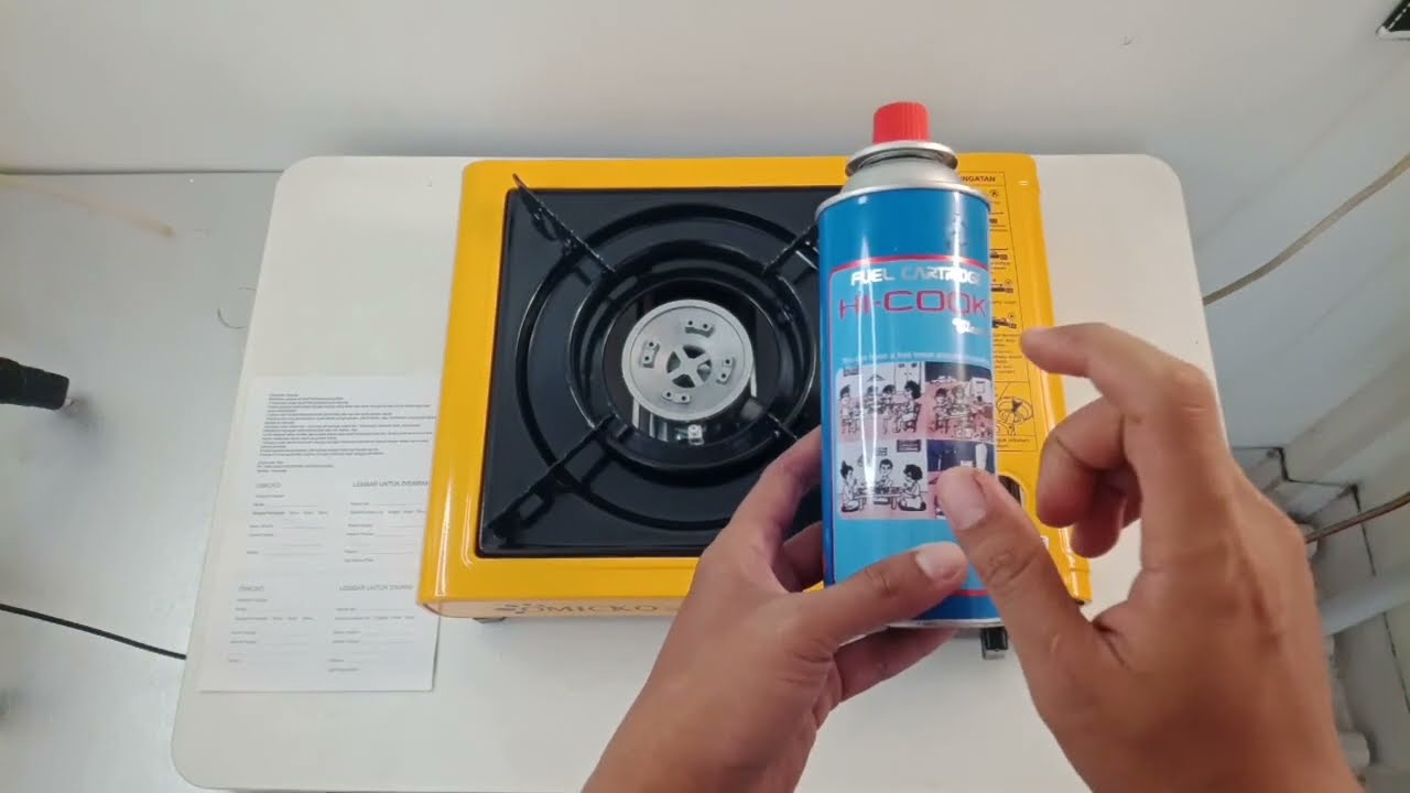 CARA PASANG GAS KOMPOR PORTABLE Merk Omicko