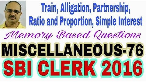 Miscellaneous Questions-76 SBI CLERK 2016 Memory Based #Amar Sir