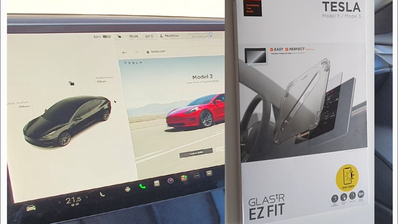 Displayschutzfolie für Tesla Model 3 / Y mit Schablone für Installation 
