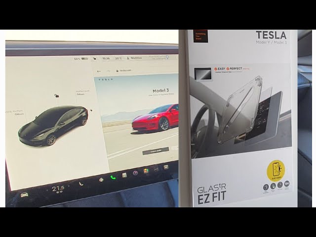 Displayschutzfolie für Tesla Model 3 / Y mit Schablone für