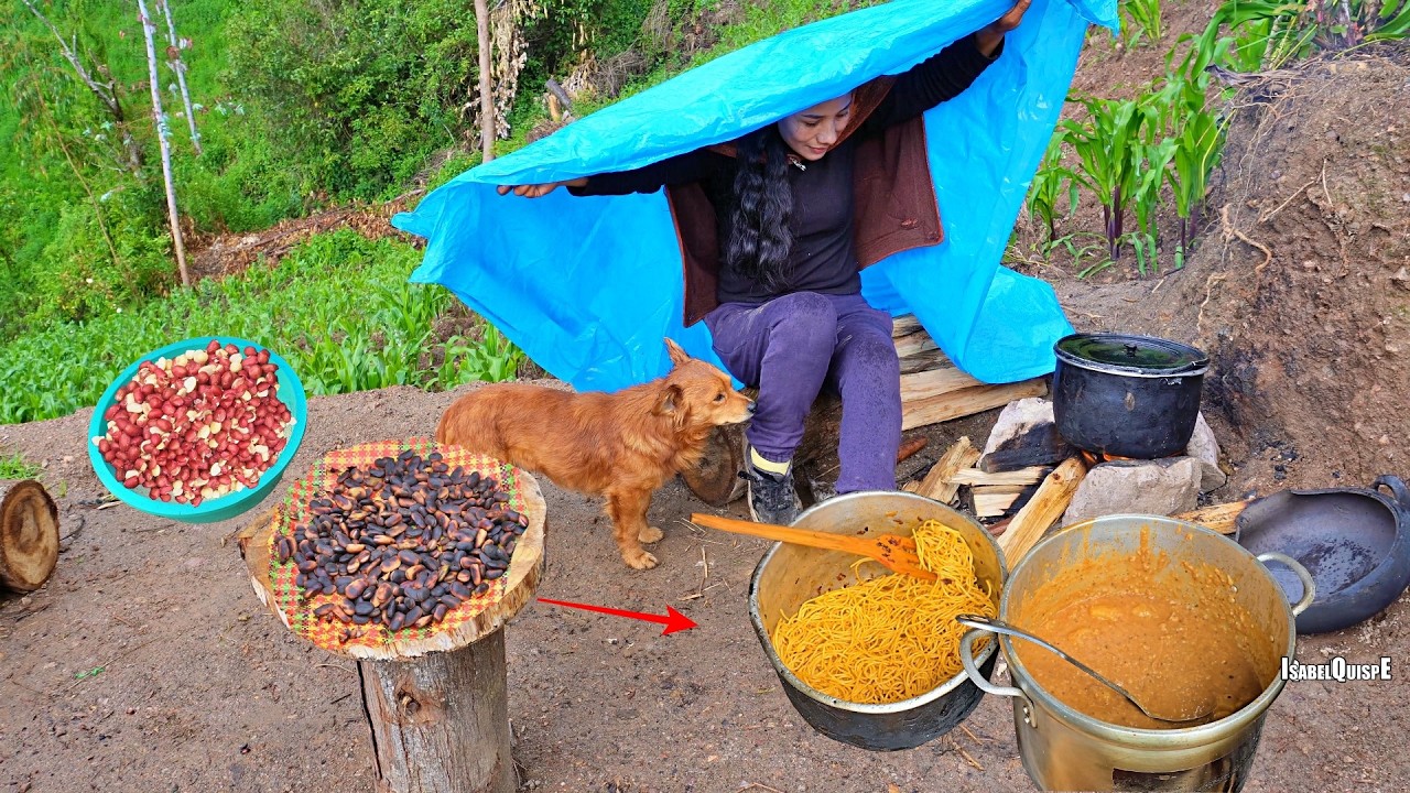 Así Preparamos Segundo de Maní con Haba en el Campo con mi Mamita en Plena Lluvia | Isabel Quispe