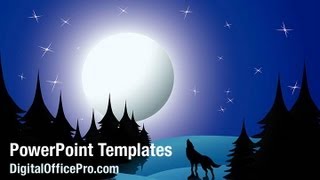 Midnight Wolf PowerPoint Template Backgrounds - DigitalOfficePro #00145W