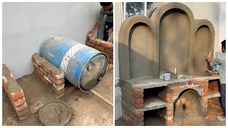 Build A Diy Brick Cement Outdoor Using A Plastic Drum And Bricks Step-By-Step