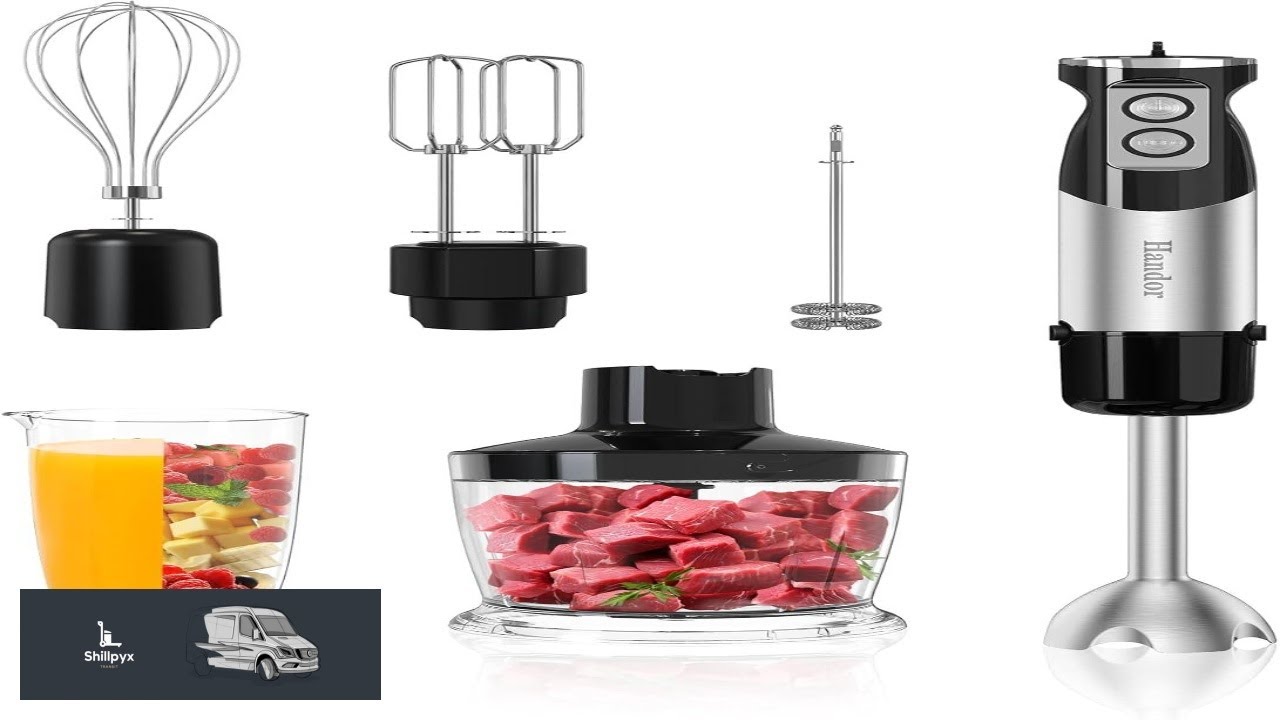 1000W 6 in 1 Immersion Blender Handheld 12 Speed Hand Blender with 600ml Mixing