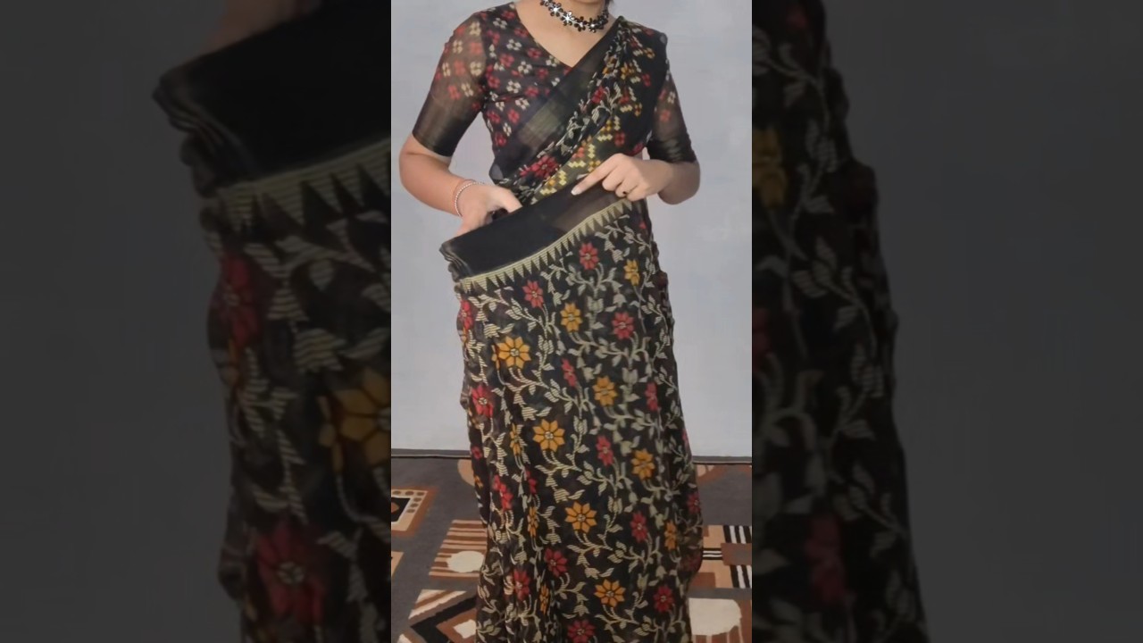 attractive look an perfect hip & shoulder pleats in cotton saree draping tutorial 