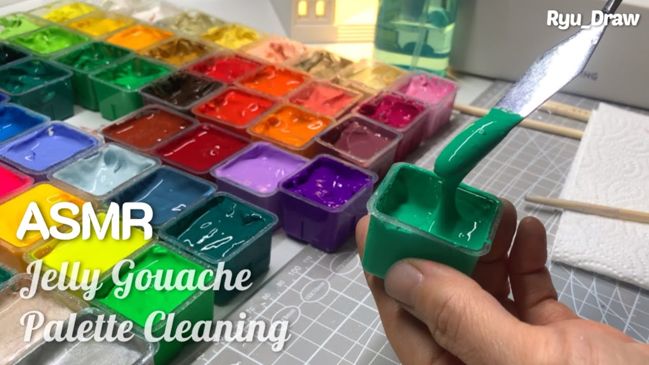 [ASMR] Himi Jelly Gouache Palette Cleaning YouTube