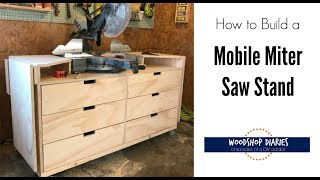 This DIY mobile miter saw stand is the perfect addition to your shop. With plenty of drawer storage, wheels, and fold down extension 