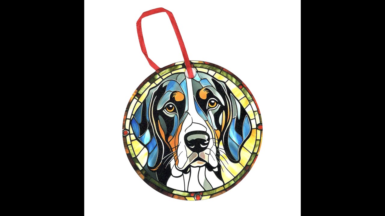 Bluetick Coonhound Stained Glass Ornament Video - YouTube