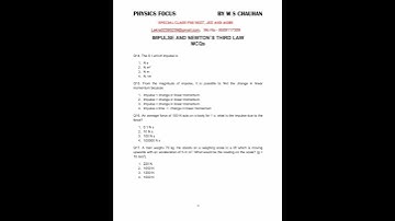 PART-I LAWS OF MOTION SOLVED MCQs; NEWTON`S LAW OF MOTION; IMPULSE; COMMON FORCES IN MACHANICS/JEE;