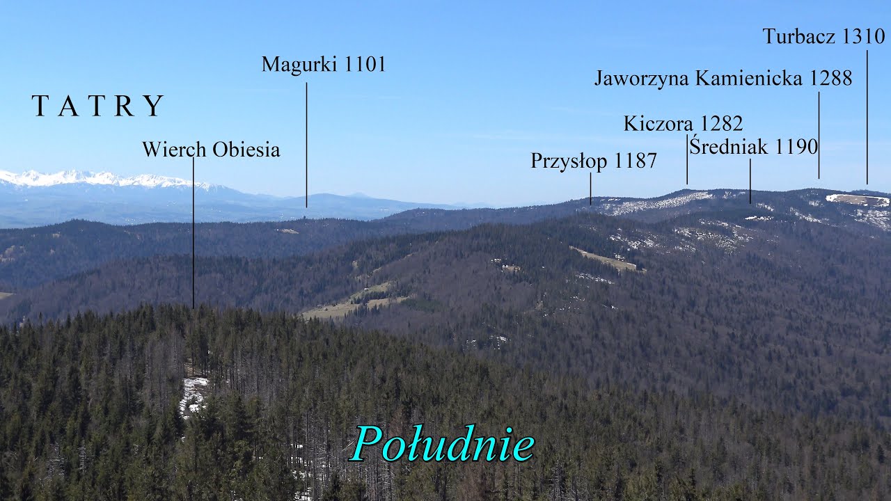 Gorczańskie i Beskidzkie Widoki - Wideopanorama 360 z opisami z wieży widokowej na Gorcu. Polska