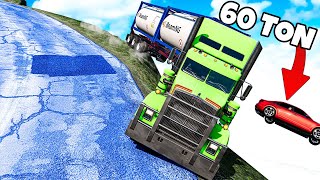 ❄️ ZJEŻDŻAM PO LODZIE 60 TONOWĄ CIĘŻARÓWKĄ!? | BeamNG Drive |