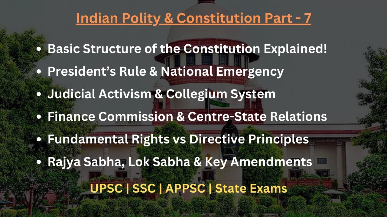 Indian Polity MCQ's Part - 7 | Top Concepts for All Competitive Exams ...