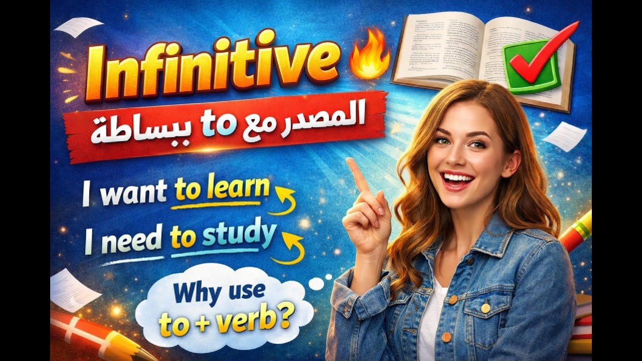 قواعد الإنجليزية 🔥 متى نستخدم to + verb؟  .الـ Infinitive ببساطة | شرح سهل مع أمثلة