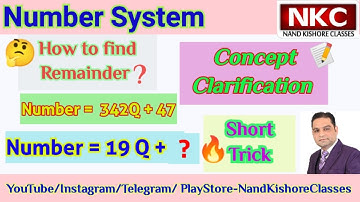 How to find Remainder?| when x/342, leaves R = 47, if x/19, then R = ?| Number System| Short Trick
