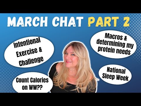 Видео: *NEW* MARCH CHAT PART 2 | FOLLOW-UP CHAT | INTENTIONAL EXERCISE | MACROS & PROTEIN | WEIGHT WATCHERS