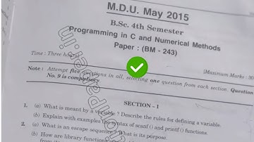 2015 Mdu BSc 4th Sem Programming in C & Numerial Methods Question Paper